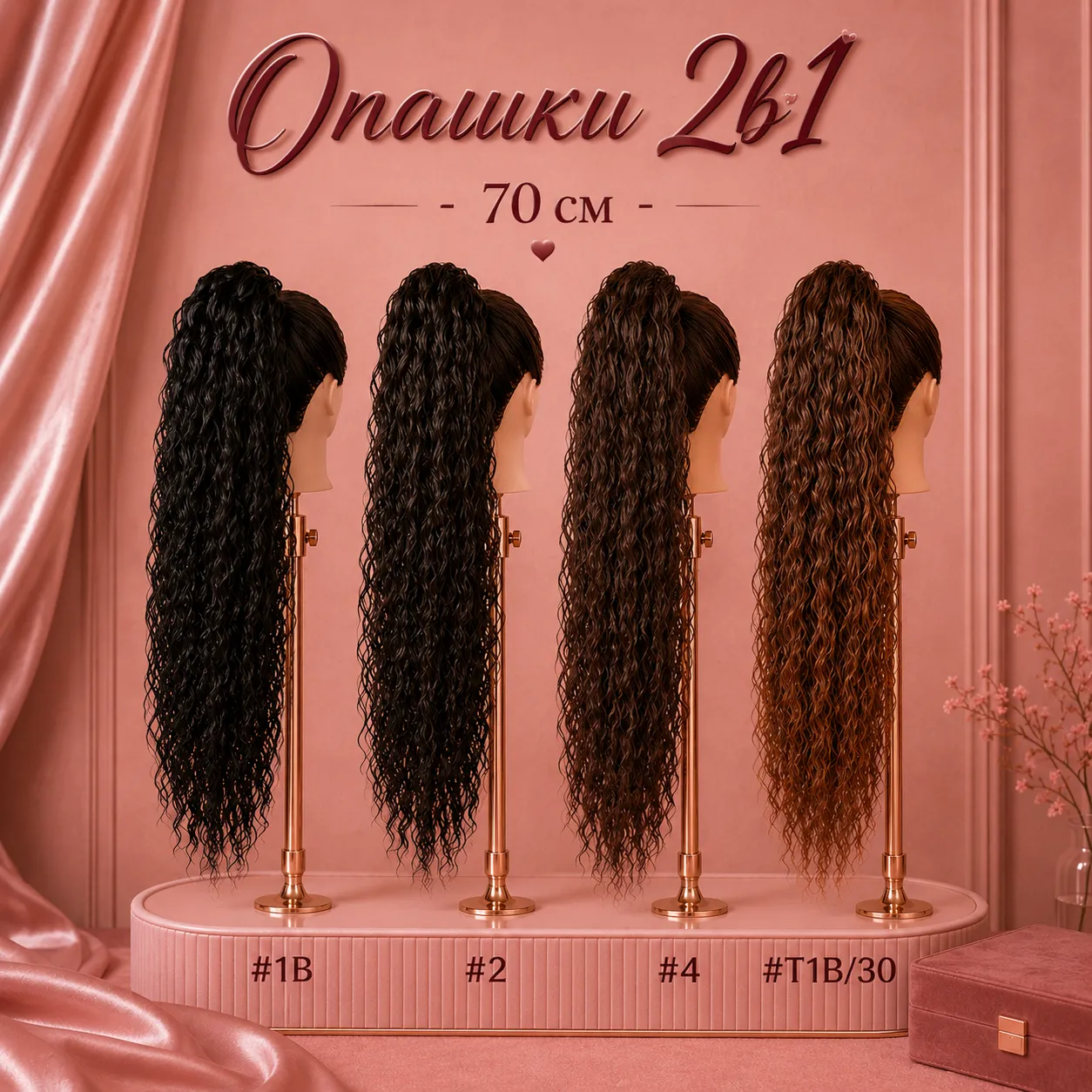 Опашки 2в1-Premium luxury /къдрава опашка/ 70 см/ цвят: #Т1В/27 - Image 6
